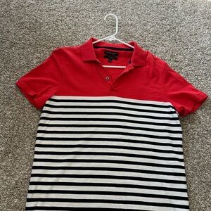 Banana Republic Red Polo with Black and White Stripes
